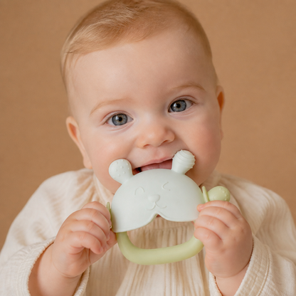 Bunny Baby Teething Mitten – Soft BPA-Free Silicone Gum Soother with Anti-Drop Wristband (3–18 Months)