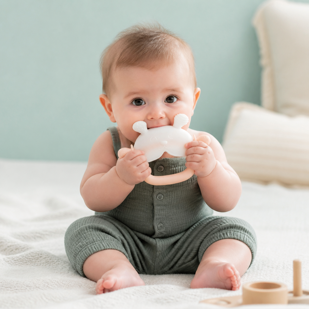 Bunny Baby Teething Mitten – Soft BPA-Free Silicone Gum Soother with Anti-Drop Wristband (3–18 Months)