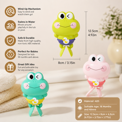 Cute Wind-Up Swimming Frog Bath Toy for Kids