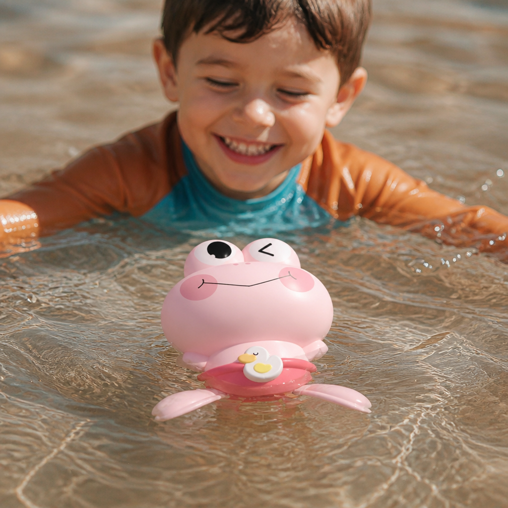Cute Wind-Up Swimming Frog Bath Toy for Kids