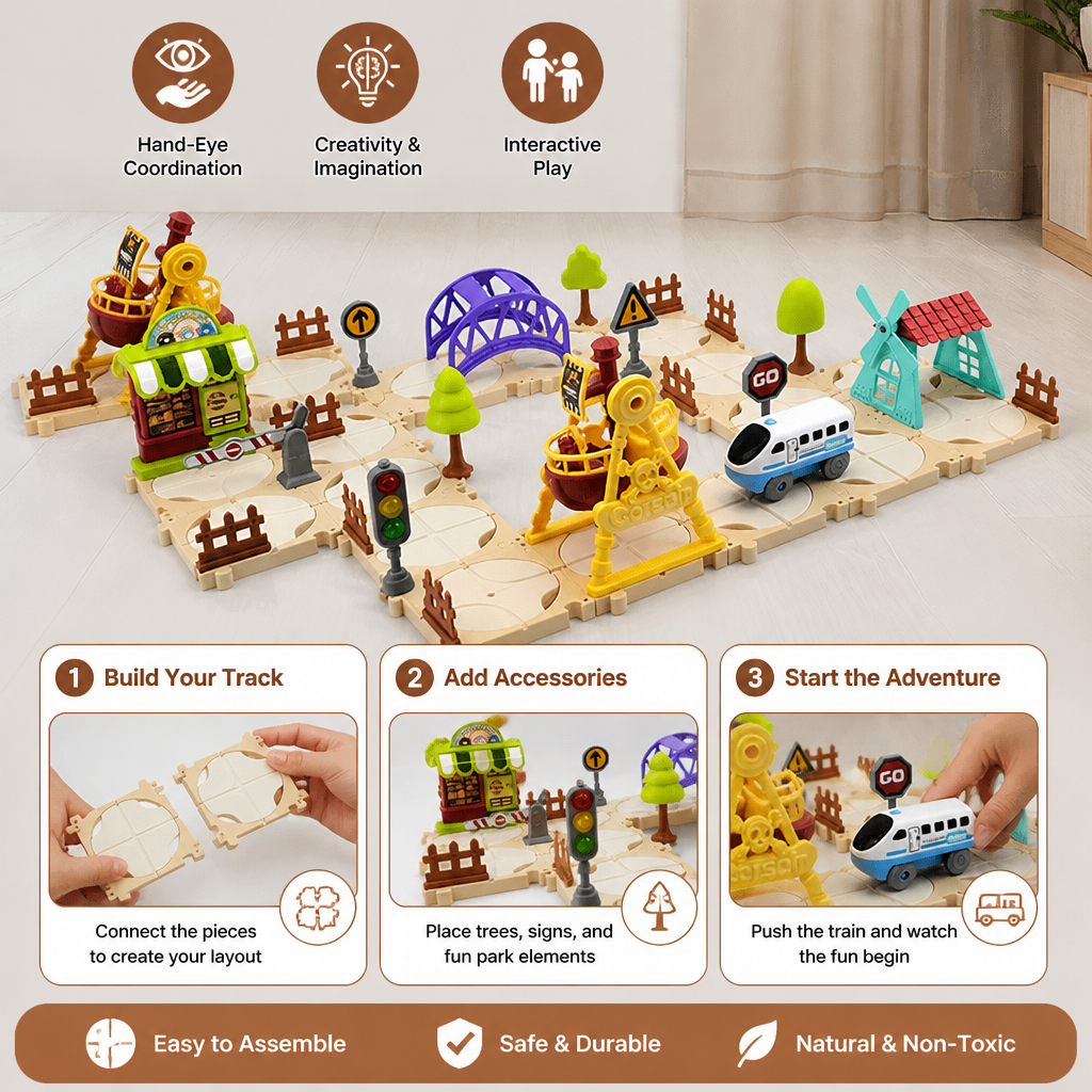 DIY Amusement Park Railway Building Set