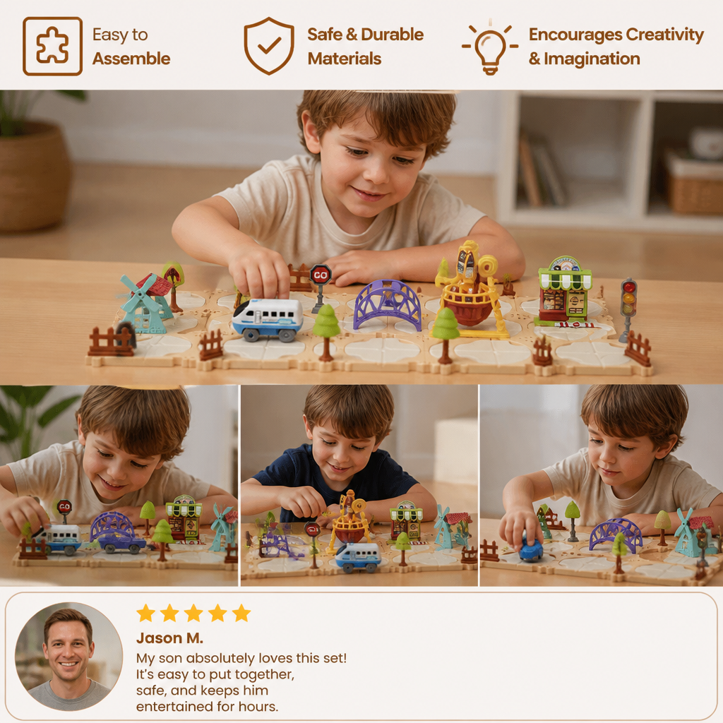 DIY Amusement Park Railway Building Set