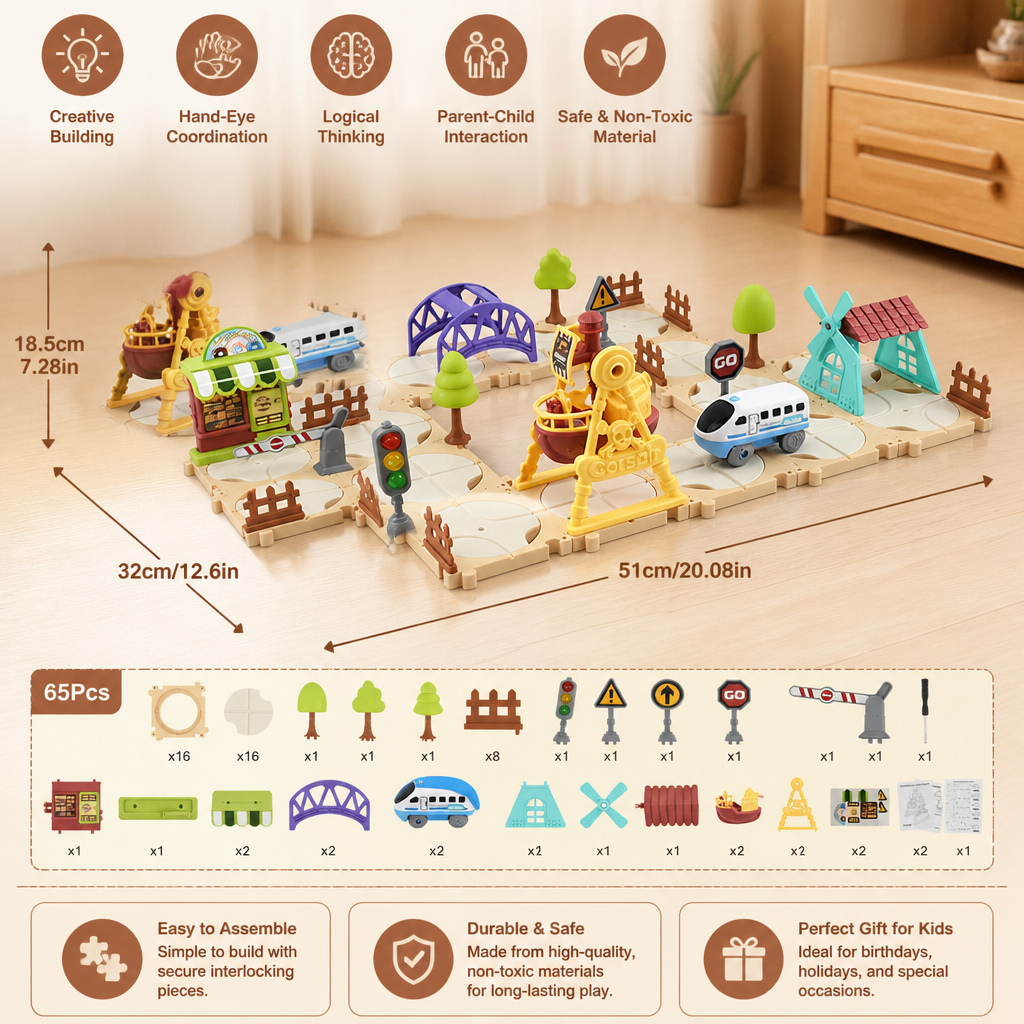 DIY Amusement Park Railway Building Set