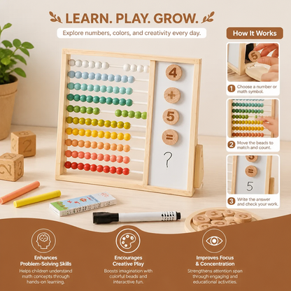 Magnetic Wooden Abacus for Kids – Educational Toy with Numbers and Colors