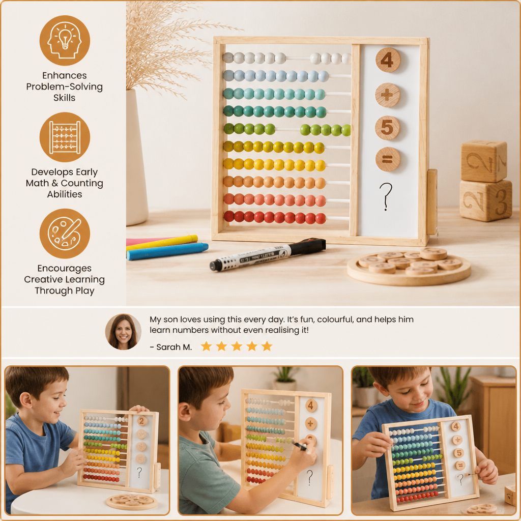 Magnetic Wooden Abacus for Kids – Educational Toy with Numbers and Colors