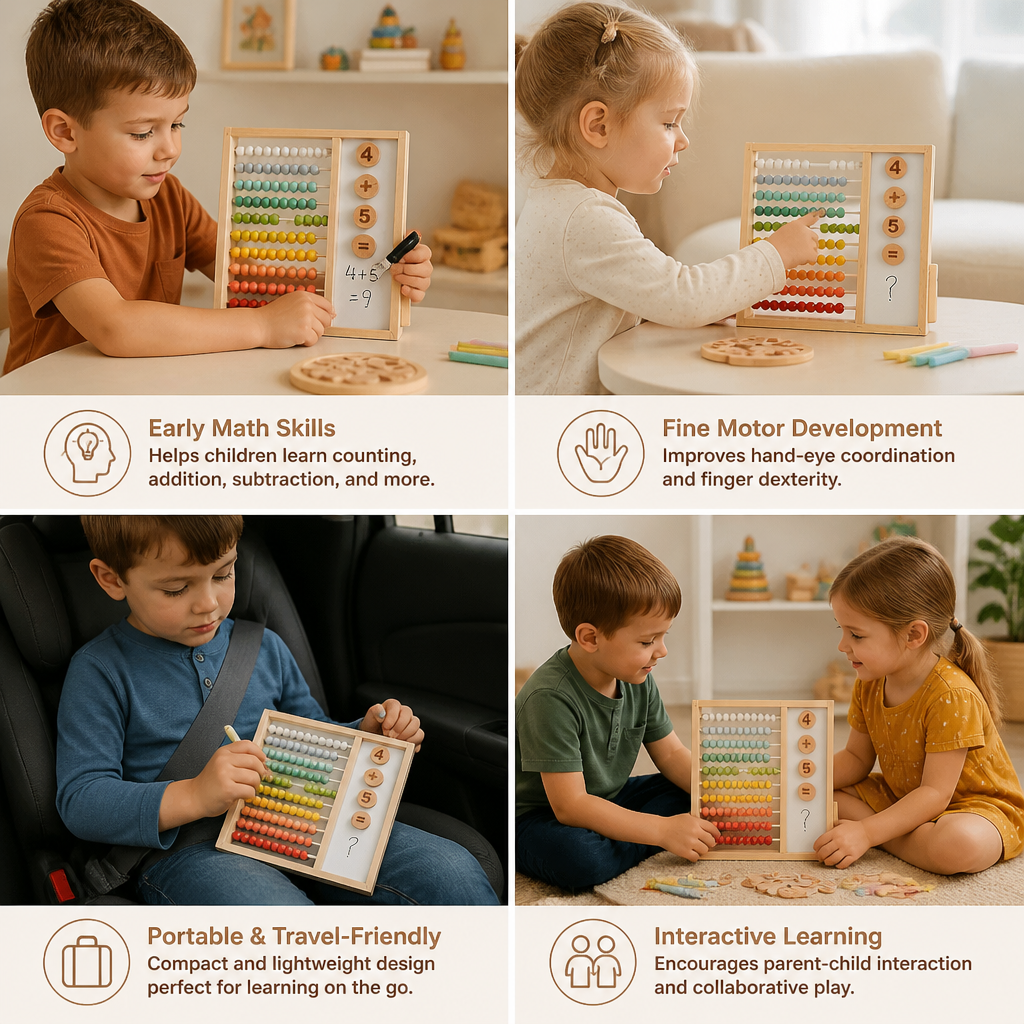 Magnetic Wooden Abacus for Kids – Educational Toy with Numbers and Colors