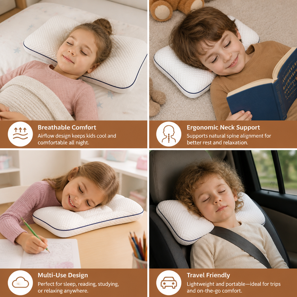 Ergonomic Neck Support Memory Foam Kids Pillow