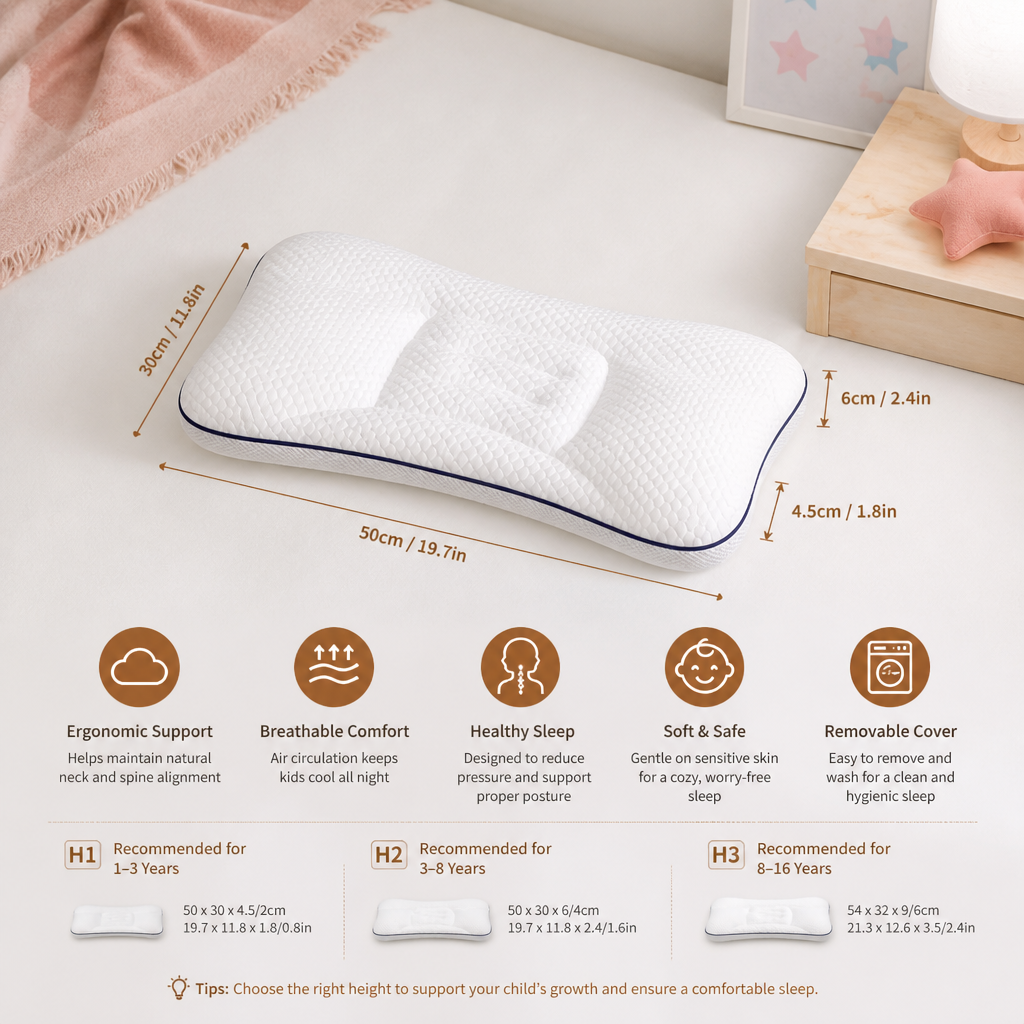 Ergonomic Neck Support Memory Foam Kids Pillow