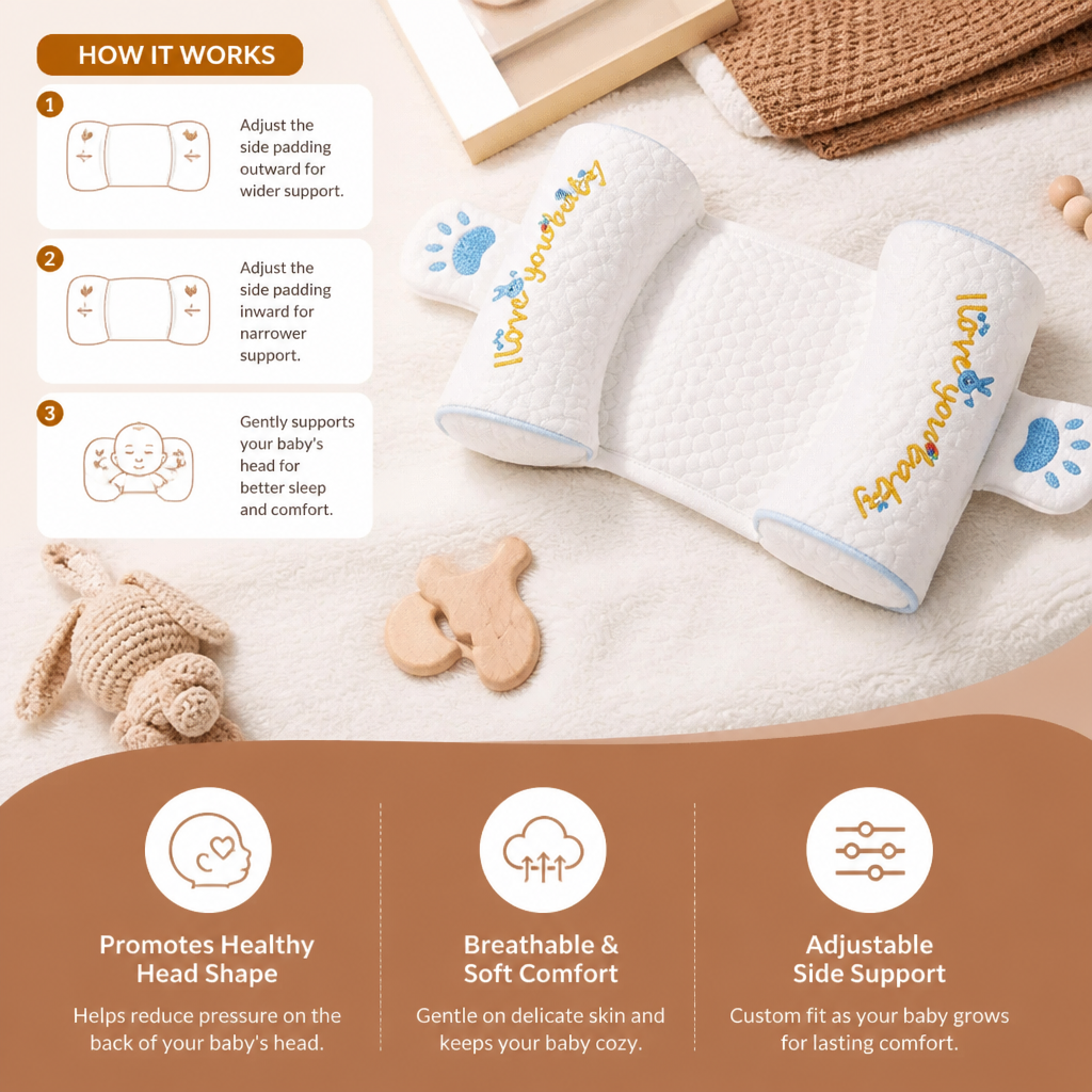 Adjustable Baby Head Shaping Pillow with Millet Filling