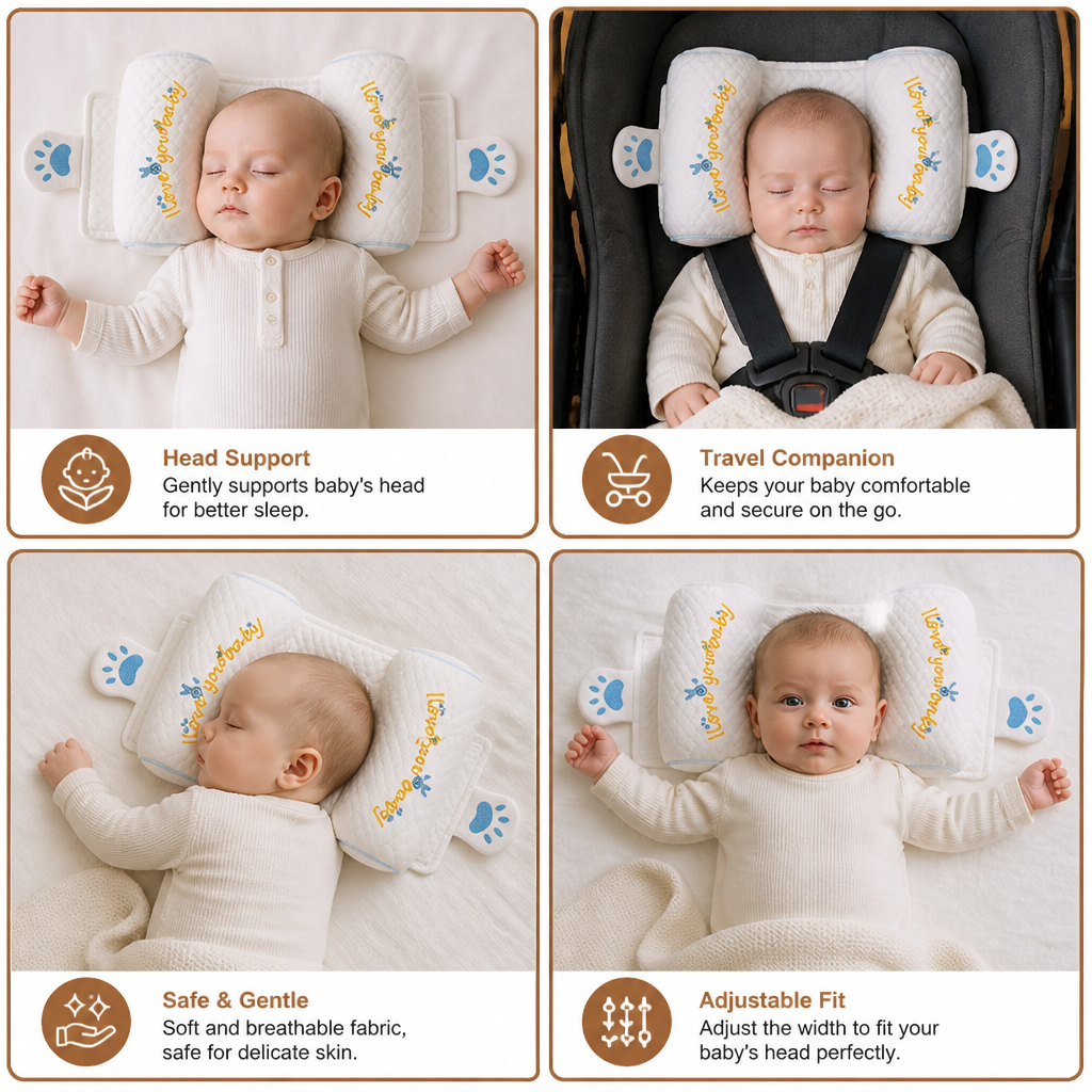 Adjustable Baby Head Shaping Pillow with Millet Filling
