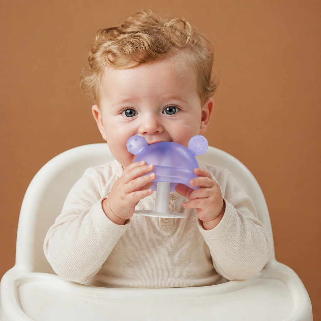 Baby Mushroom Silicone Teether for Tiny Hands