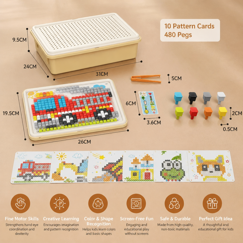 Montessori Learning Peg Mosaic Board