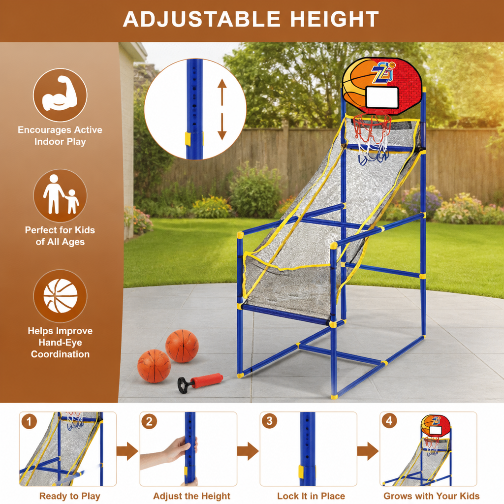 Adjustable Kids Basketball Hoop Set - That Grows With Your Kids