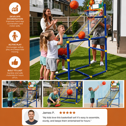 Adjustable Kids Basketball Hoop Set - That Grows With Your Kids