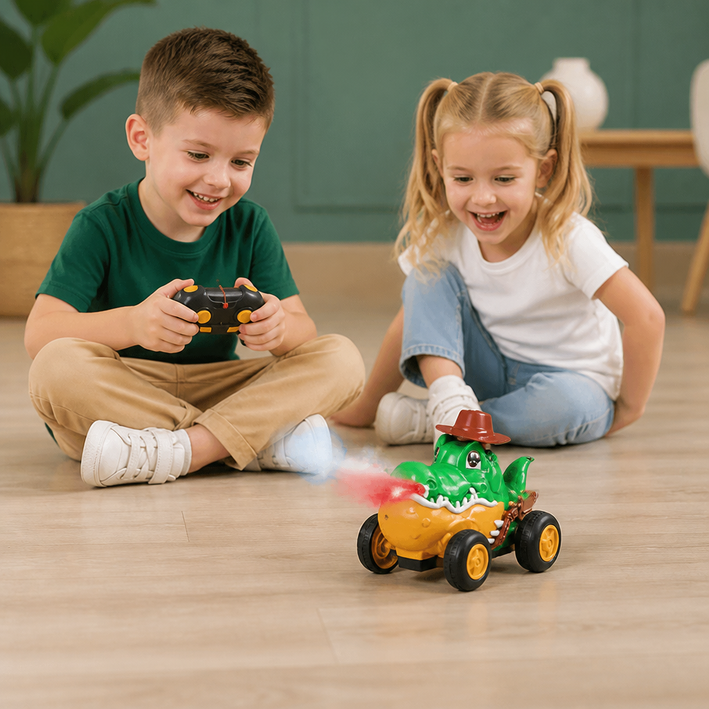 Remote Control Crocodile Stunt Car – Lights, Spray & Sound Effects