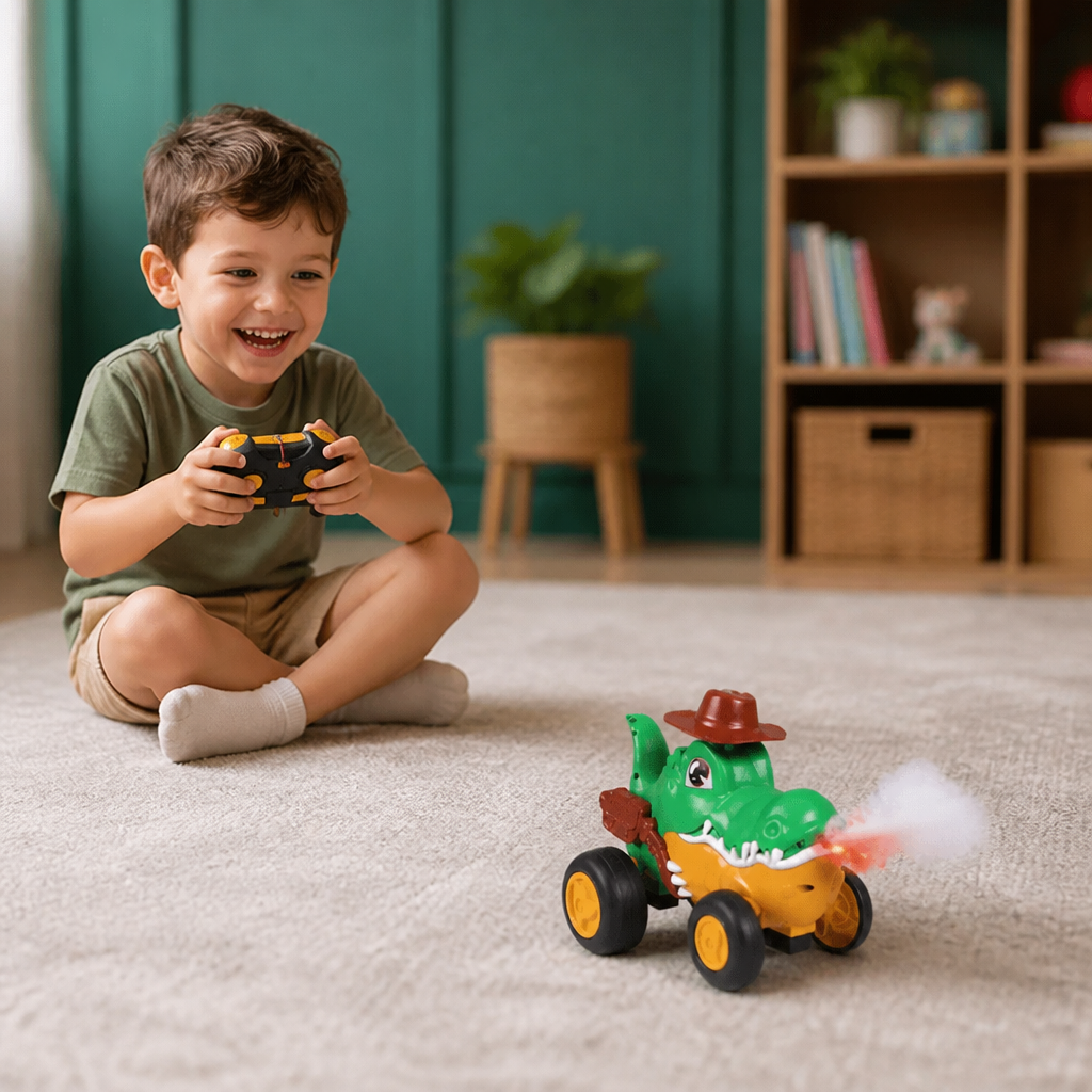 Remote Control Crocodile Stunt Car – Lights, Spray & Sound Effects