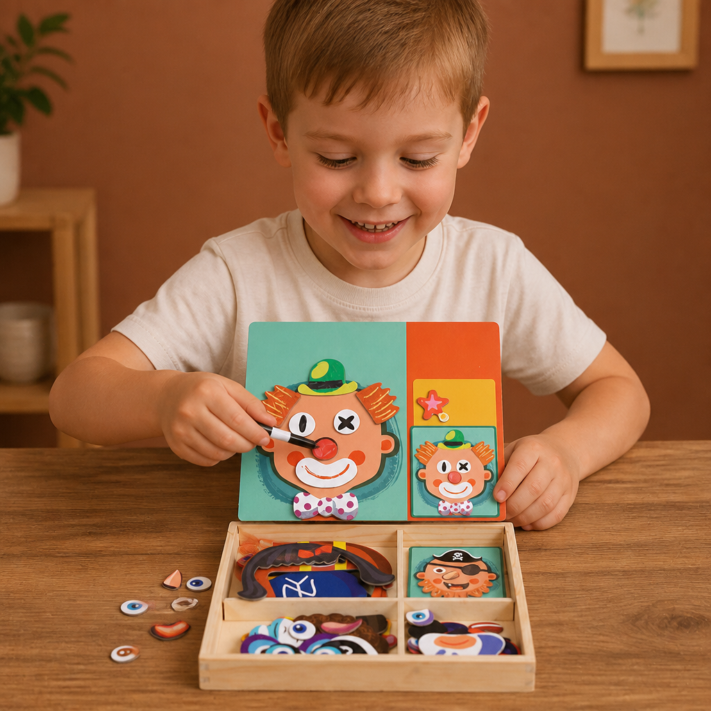 Magnetic Wooden Dress-Up & Matching Puzzle Board – Creative Learning Toy