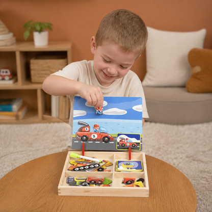 Magnetic Wooden Dress-Up & Matching Puzzle Board – Creative Learning Toy