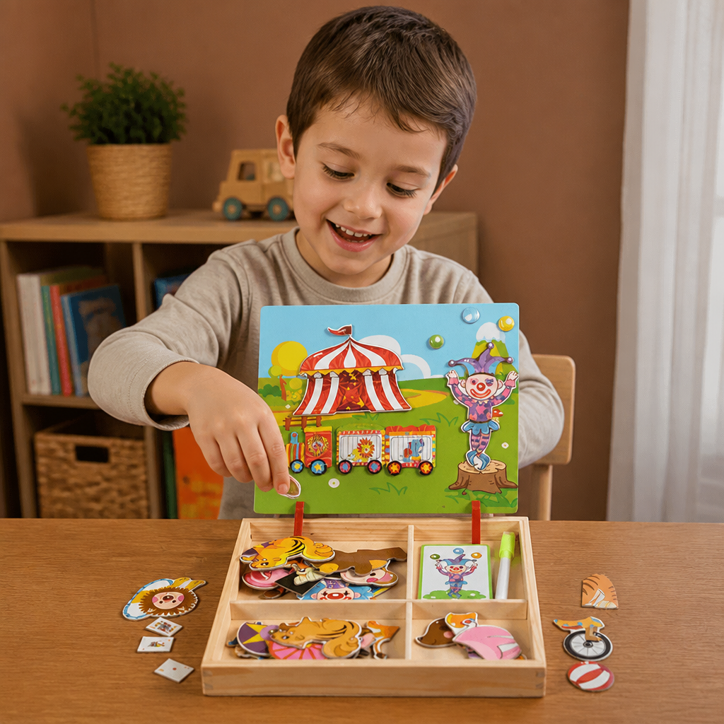 Magnetic Wooden Dress-Up & Matching Puzzle Board – Creative Learning Toy