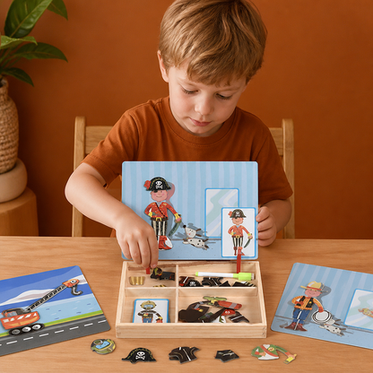 Magnetic Wooden Dress-Up & Matching Puzzle Board – Creative Learning Toy