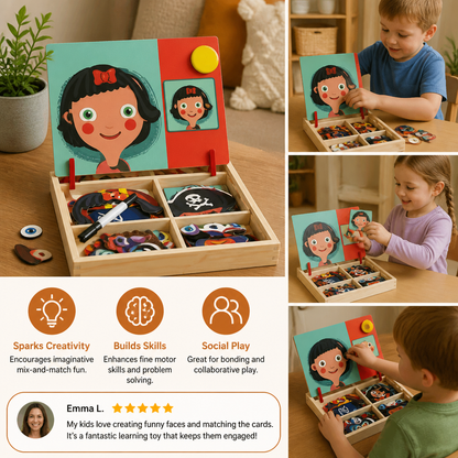 Magnetic Wooden Dress-Up & Matching Puzzle Board – Creative Learning Toy