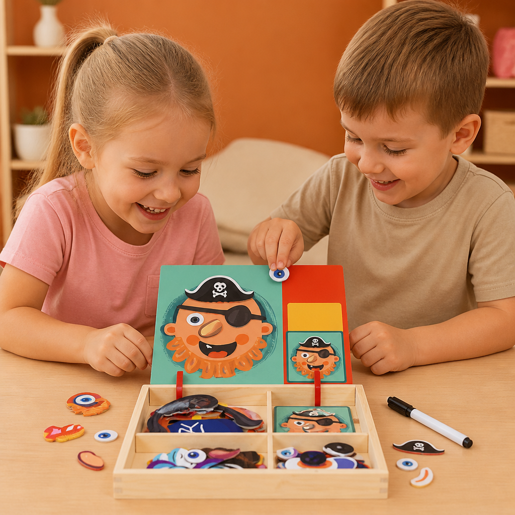 Magnetic Wooden Dress-Up & Matching Puzzle Board – Creative Learning Toy