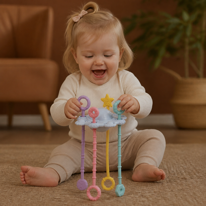 Montessori Sensory Pull & Explore Teething Toy – Silicone Pull Cord for Tactile Learning & Gum Relief