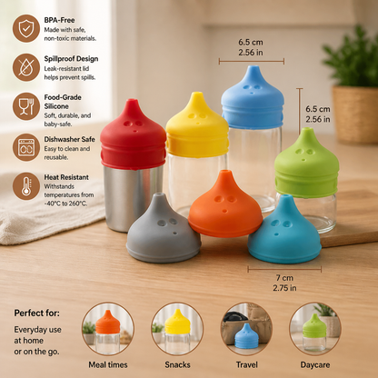 BPA-Free Spillproof Silicone Sippy Cup Lids with Straw