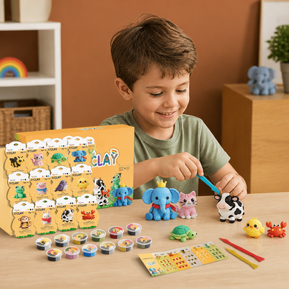 12-Piece Air Dry Clay Animal Craft Kit for Kids