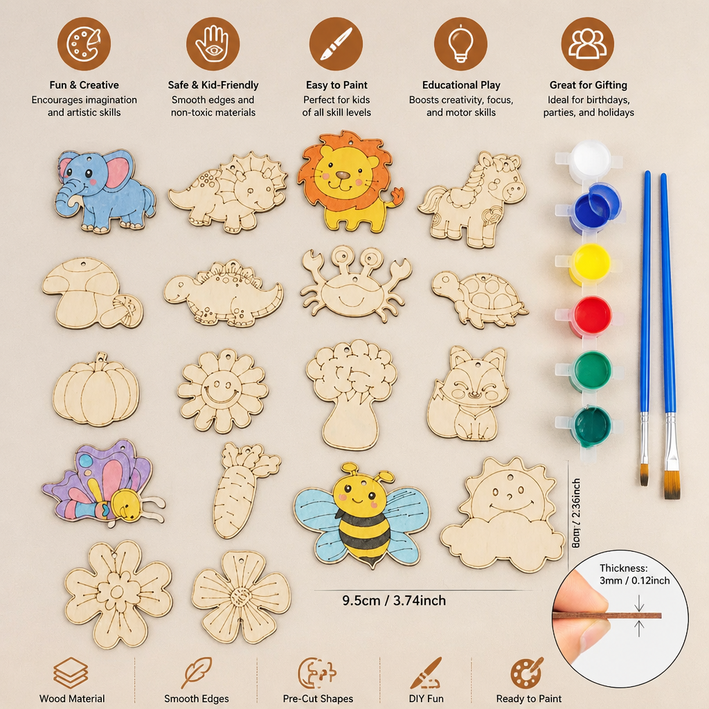 DIY Wooden Paint & Play Craft Kit for Kids
