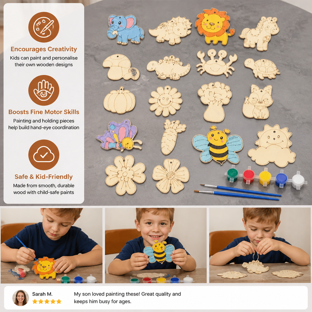 DIY Wooden Paint & Play Craft Kit for Kids