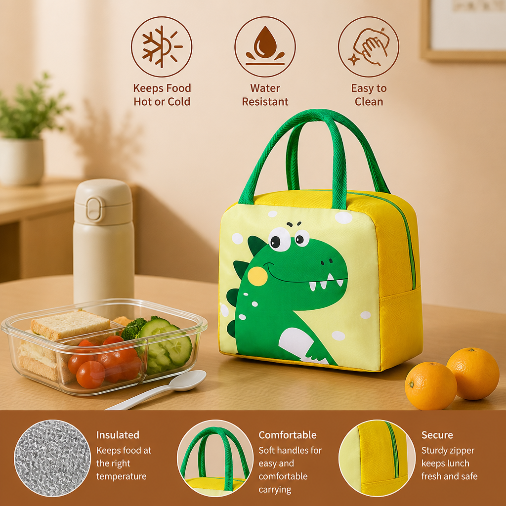 Cartoon Animal Insulated Lunch Bag for Kids
