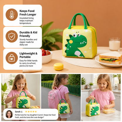 Cartoon Animal Insulated Lunch Bag for Kids