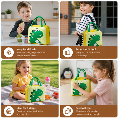 Cartoon Animal Insulated Lunch Bag for Kids