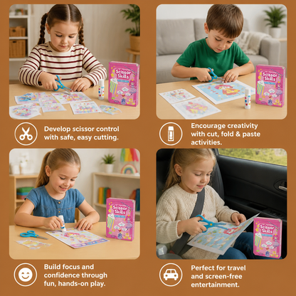 Kids Scissor Skills Activity Book – Safe Cutting Practice with Safety Scissors