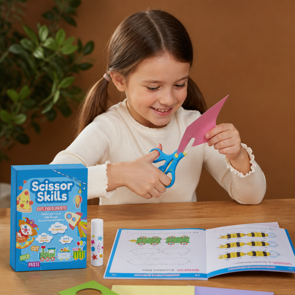 Kids Scissor Skills Activity Book – Safe Cutting Practice with Safety Scissors
