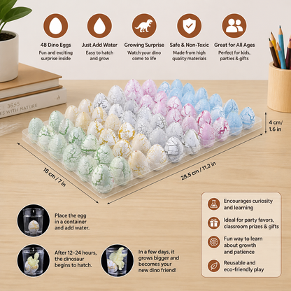 Hatching Dinosaur Egg Kit – Grow-in-Water Dino Eggs with Surprise Toys