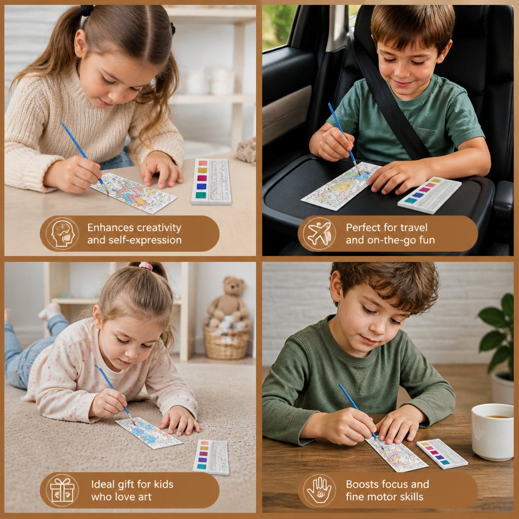 All-in-One Watercolour Painting Book with Built-In Paint & Brush