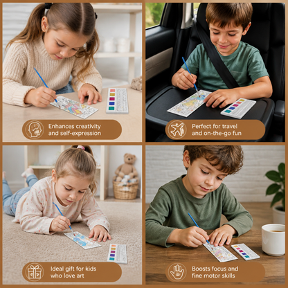 All-in-One Watercolour Painting Book with Built-In Paint & Brush