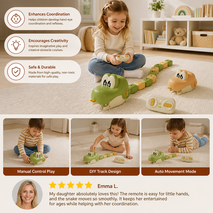 Interactive Growing RC Snake STEM Toy – Eats Blocks & Grows Longer