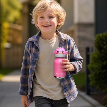 Cute Cartoon Animal Insulated Stainless Steel Straw Cup – 480ml