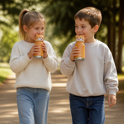 Cute Cartoon Animal Insulated Stainless Steel Straw Cup – 480ml
