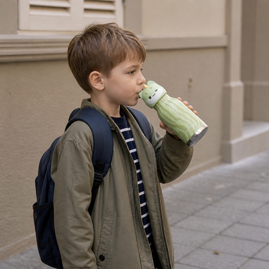 Cute Cartoon Animal Insulated Stainless Steel Straw Cup – 480ml