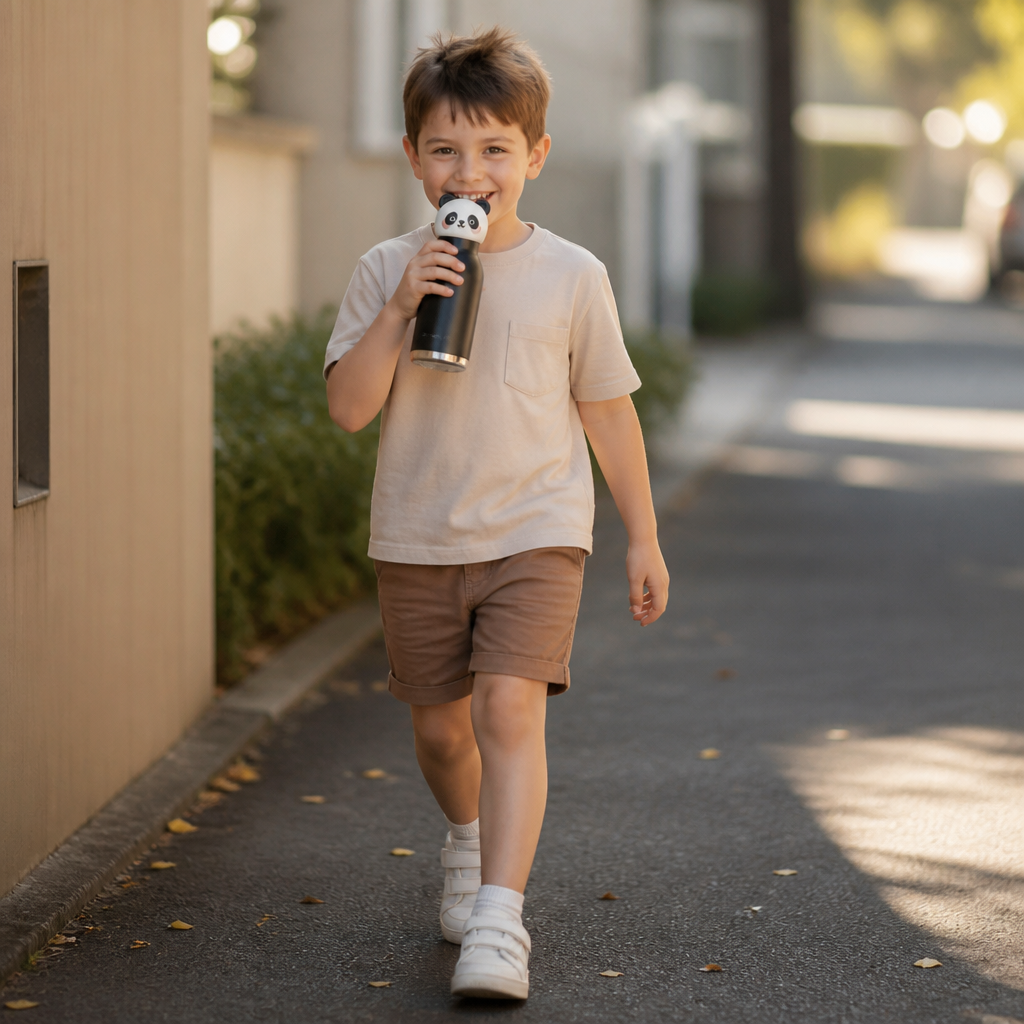 Cute Cartoon Animal Insulated Stainless Steel Straw Cup – 480ml