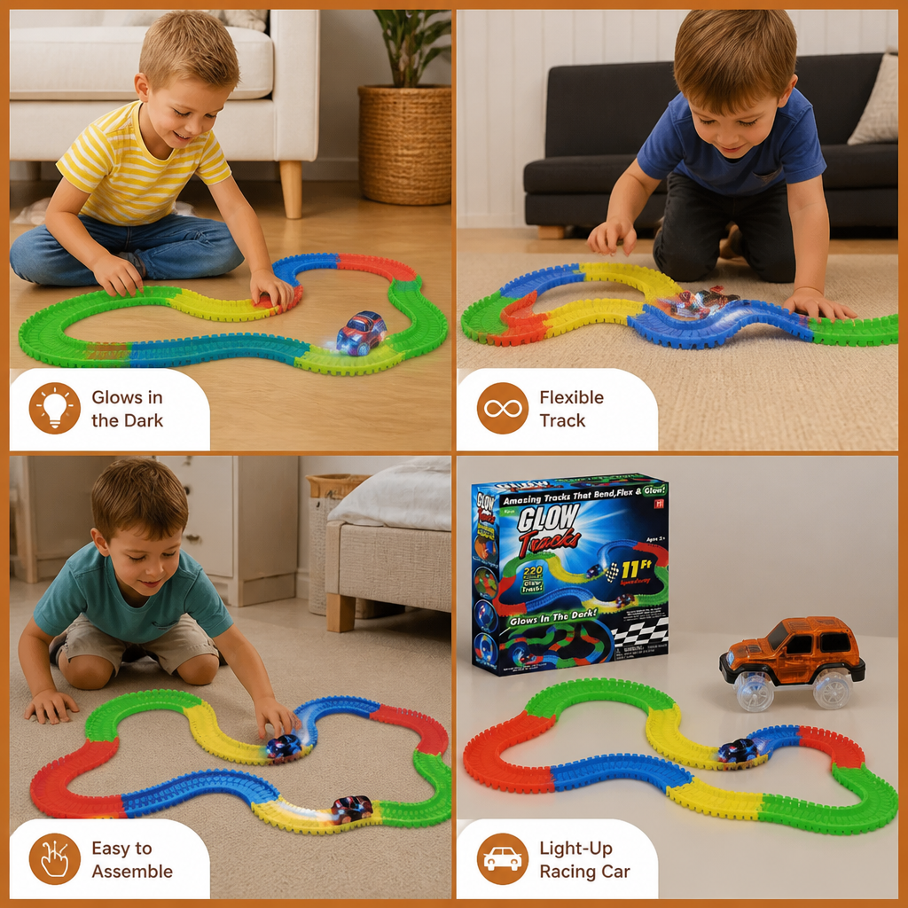 Glow-in-the-Dark Flexible Sand Race Track Set for Kids
