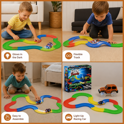 Glow-in-the-Dark Flexible Sand Race Track Set for Kids