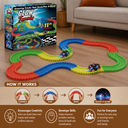 Glow-in-the-Dark Flexible Sand Race Track Set for Kids