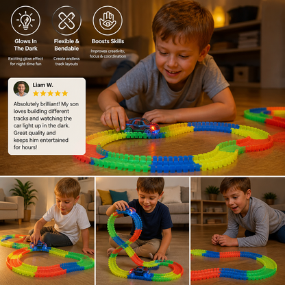 Glow-in-the-Dark Flexible Sand Race Track Set for Kids