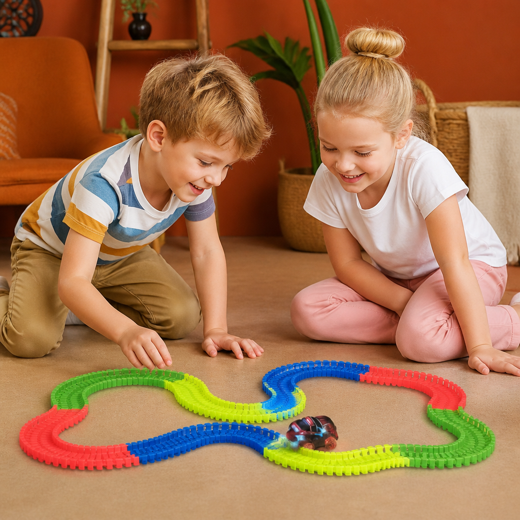Glow-in-the-Dark Flexible Sand Race Track Set for Kids