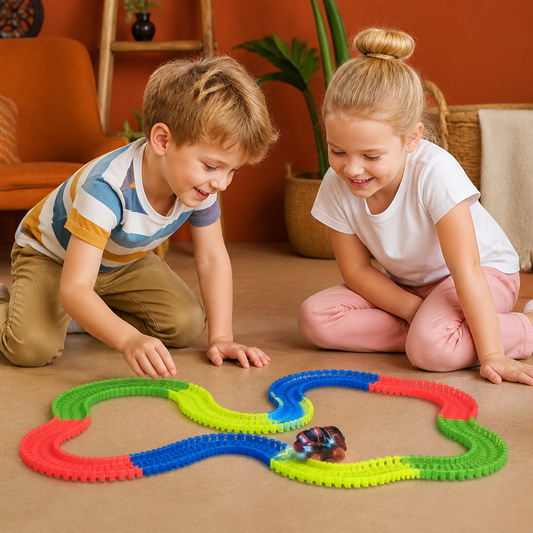 Glow-in-the-Dark Flexible Sand Race Track Set for Kids